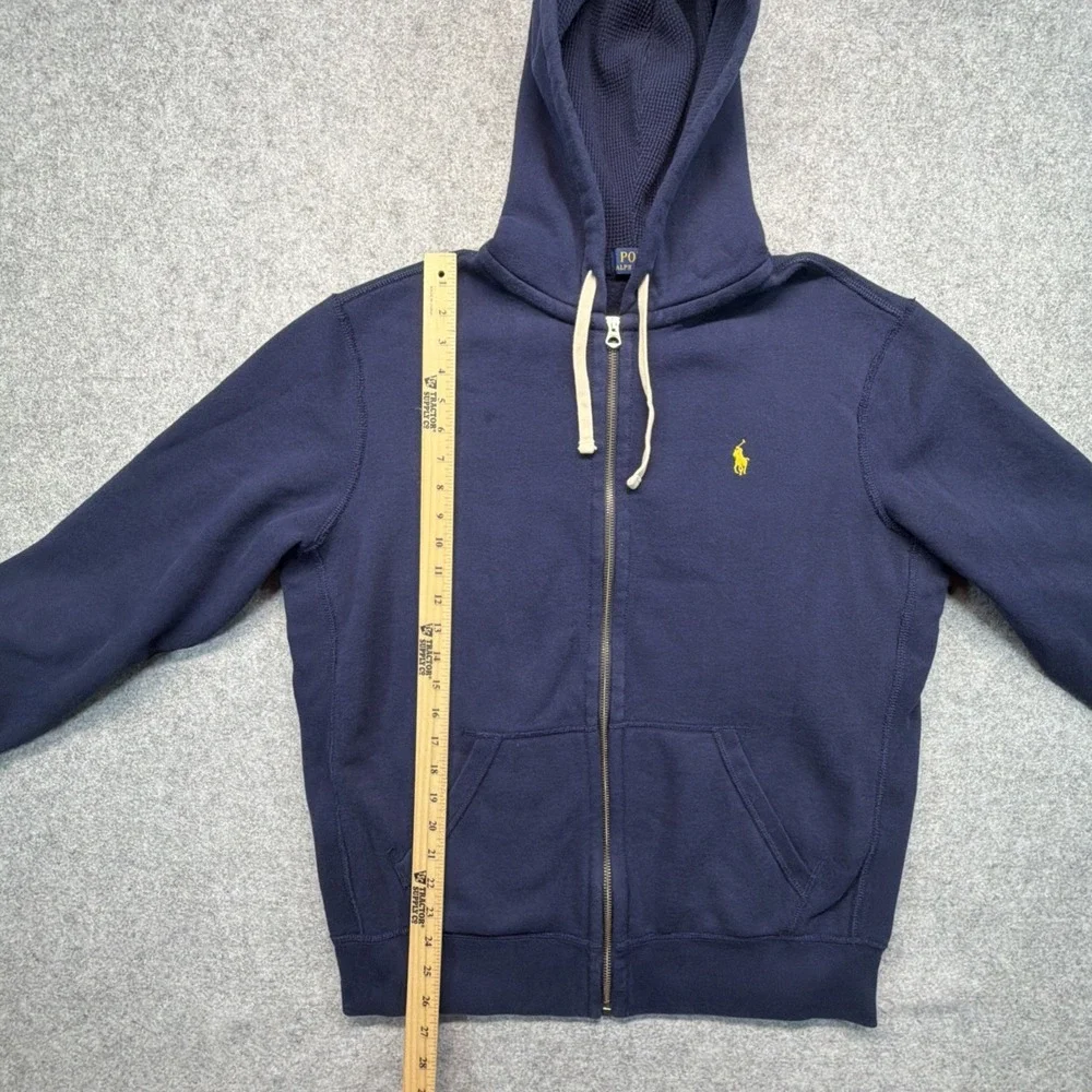 Polo Ralph Lauren Thermal Zip Hoodie Mens Large Blue Waffle Hood Heavyweight